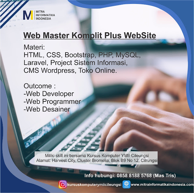 paket kursus pemrograman berbasis web dari pemula sampai mahir bisa buat aplikasi dan website di cileungsi bogor jakarta