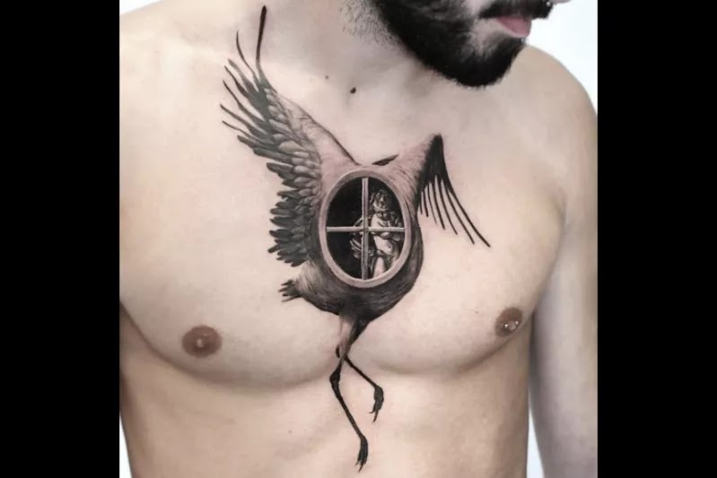 Small Chest Tattoo for Men.
