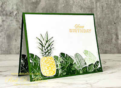 Wish someone a warm tropical Happy Birthday with this card made using the Island Vibes Stamp Set.  Free during Sale-A-Bration 2022 during Jan. - Feb.