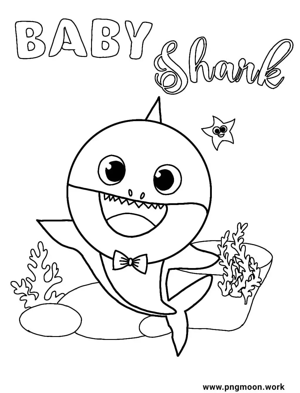 Baby Shark Coloring Pages - Pngmoon- PNG images, Coloring Pages