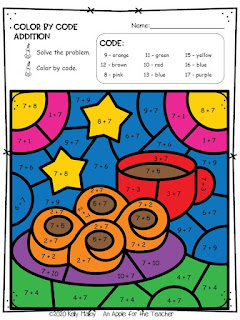 St. Lucia's Day Color By Number Worksheets Addition Coffee and Cookies