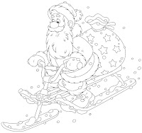 Santa Claus on a sled coloring page