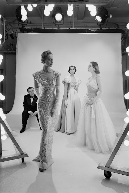 1953. Norman Hartnell and models by Norman Parkinson