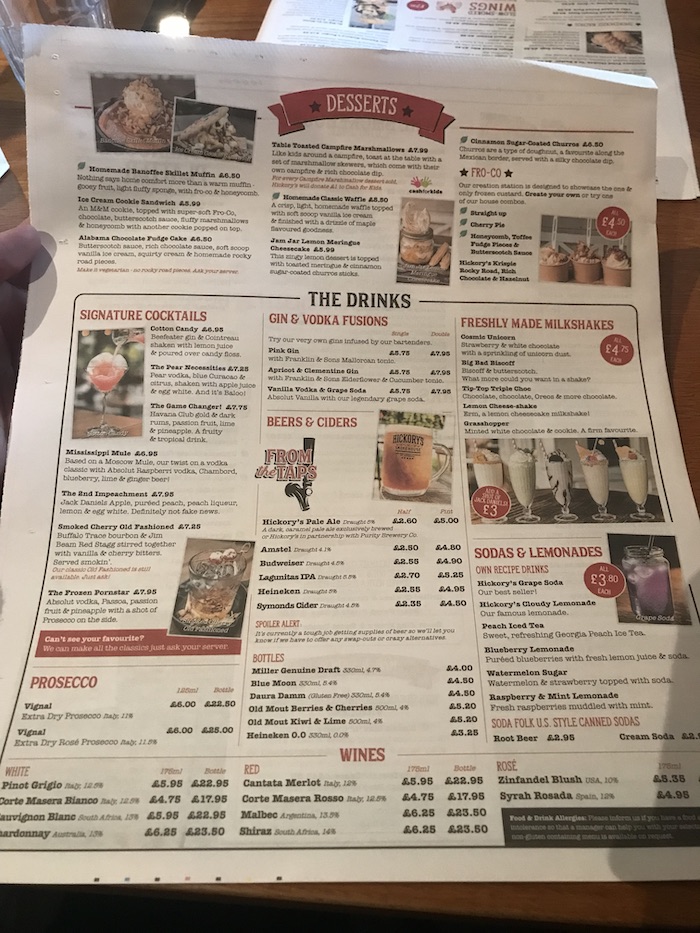 Poynton Hickory's Smokehouse Menu