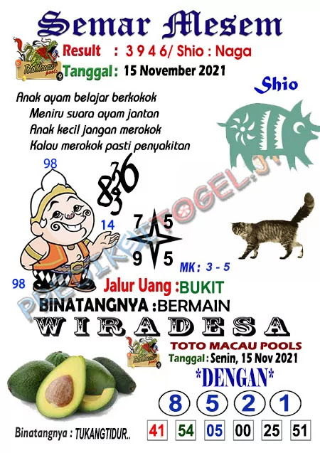 Syair Semar Mesem Togel Macau Senin 15-11-2021