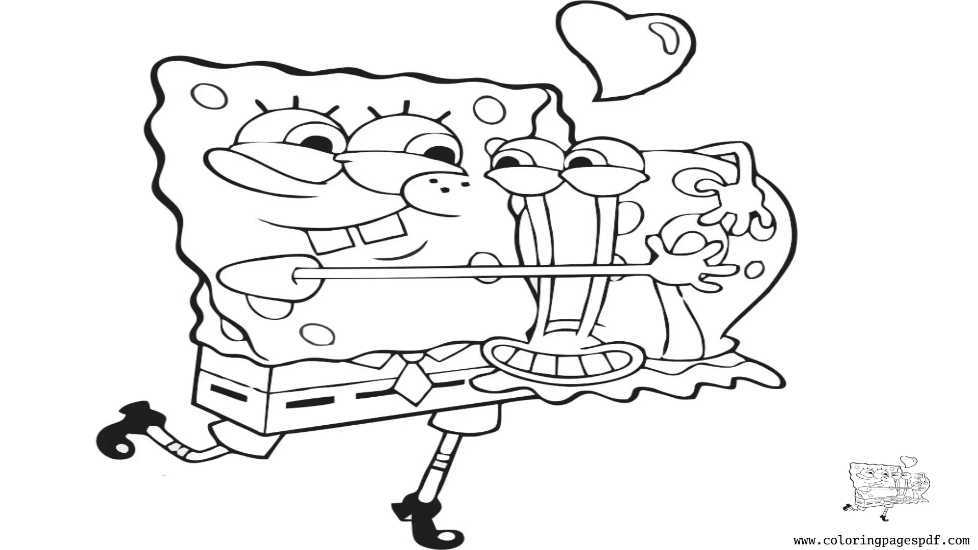 Coloring Pages Of SpongeBob And Gary Hugging