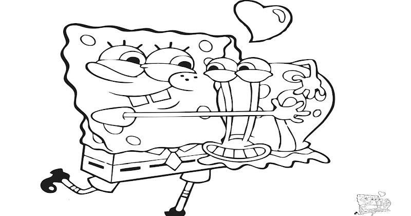 Coloring Pages Of SpongeBob And Gary Hugging