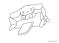 Cinnamon on plane coloring page for kids