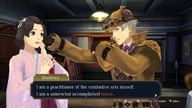 The Great Ace Attorney Chronicles Herlock Sholmes combative arts accomplished boxer punching animation Susato