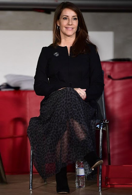 Princess Marie wore a new belted jacket by Armani Collezioni, and a new spotted tulle skirt by Pennyblack