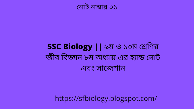 SSC Biology Chapter 8 Hand Note