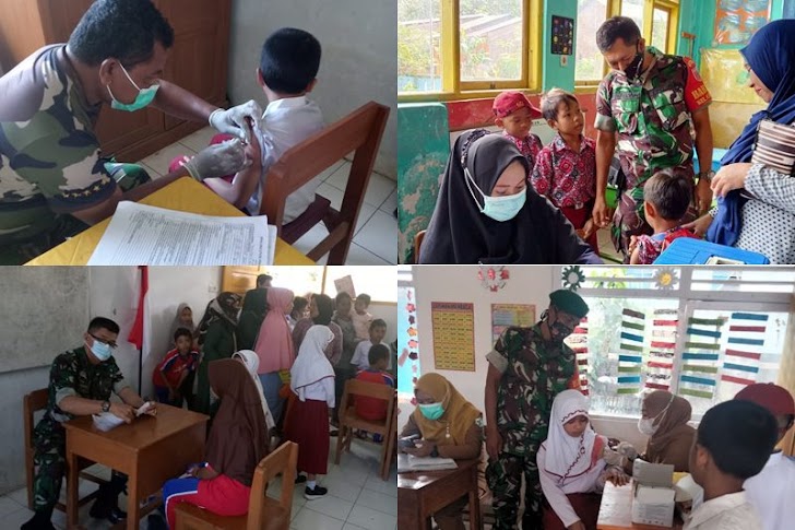 INILAH Kodim 1426/Takalar, Terjun Langsung Dalam Percepatan Vaksinasi Anak Sekolah Di Takalar