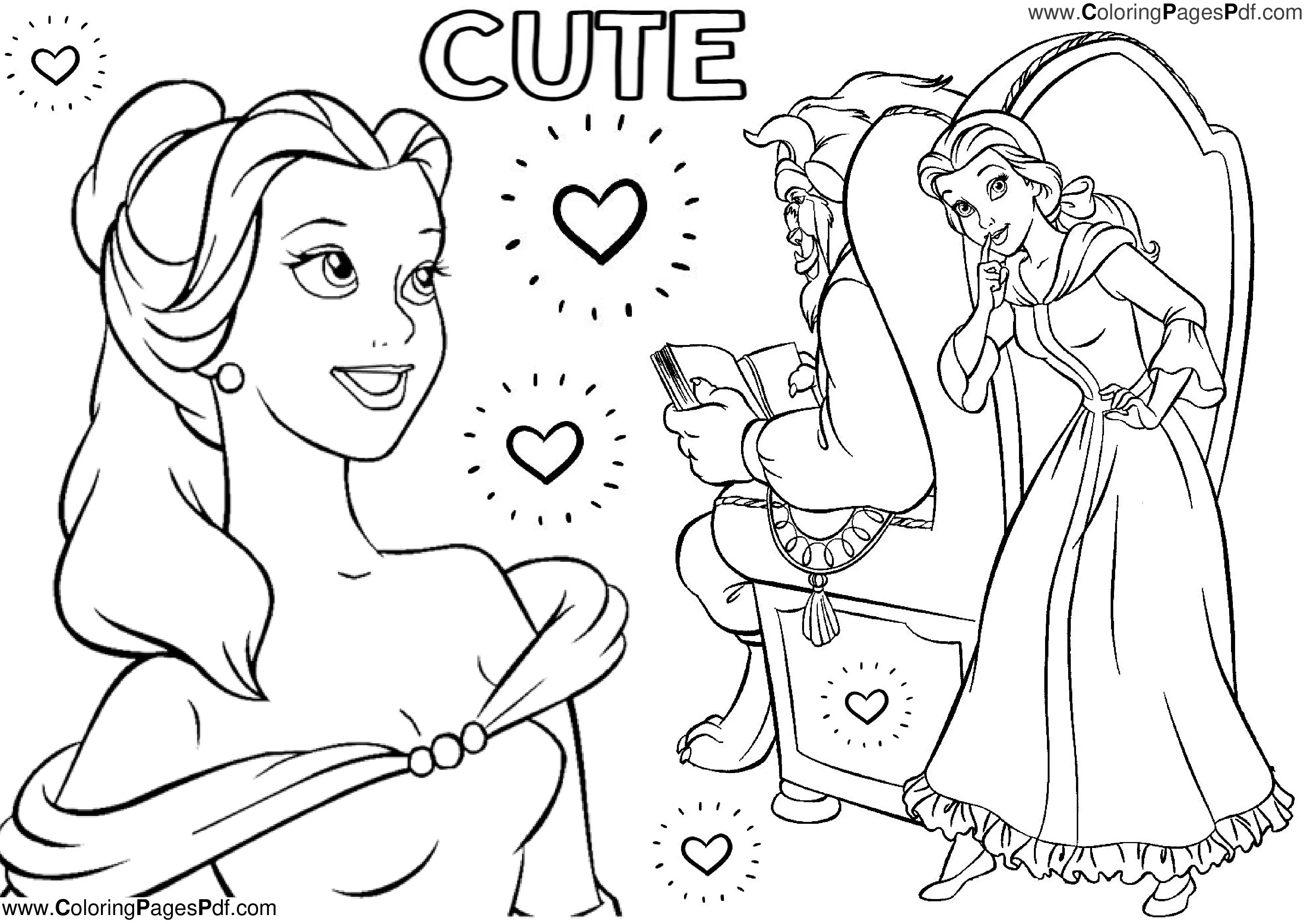 Beauty and the beast coloring pages for girls