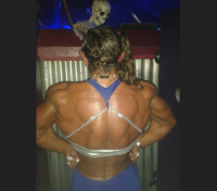 Sneak peek of female bodybuilder Maria Glazowska's awesome back and biceps