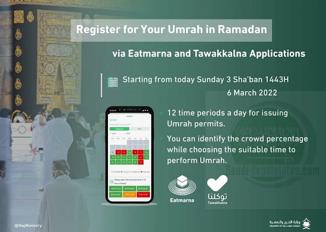 Umrah permits for Ramadan are now available through Eatmarna and Tawakkalna applications - Saudi-Expatriates.com