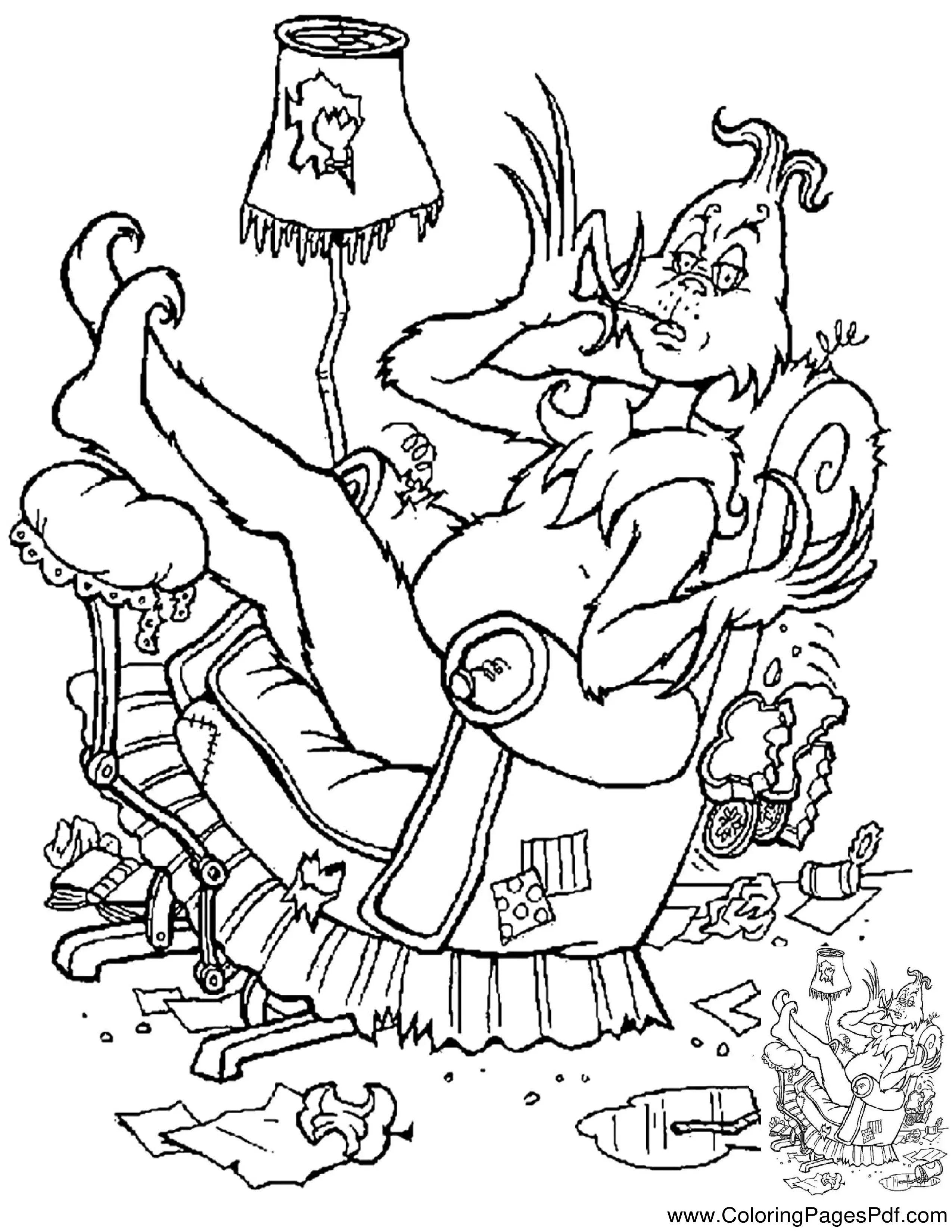 Messy Grinch Scene Coloring Page