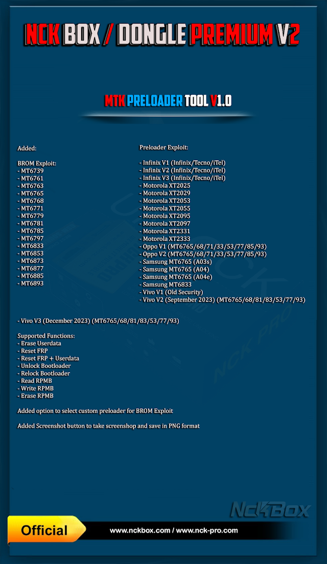 NCK Box Premium v2 - NCK Pro MTK Preloader Tool v1.0 Released - [26/01/2024]