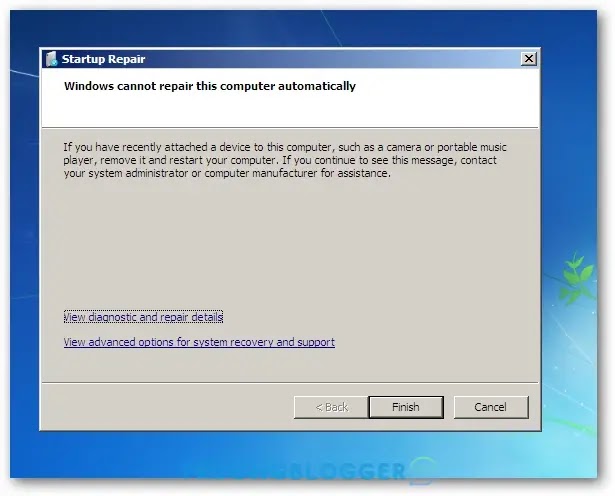 Cách khắc phục lỗi khởi động bằng Startup Repair Windows 7