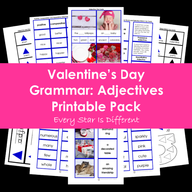 Valentine's Day Grammar: Adjectives Printable Pack