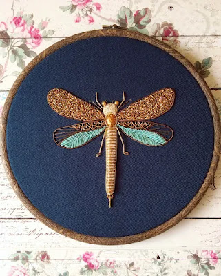 Goldwork dragonfly by The Olde Sewing Shop
