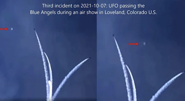 This is a brilliantly framed UFO Sightings Footage inage at a live air show.