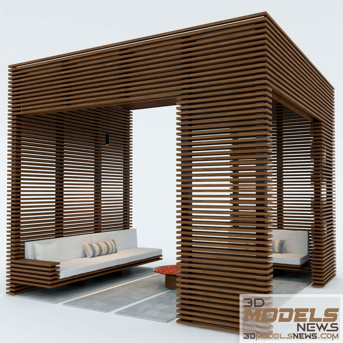 Exterior wooden pergola model