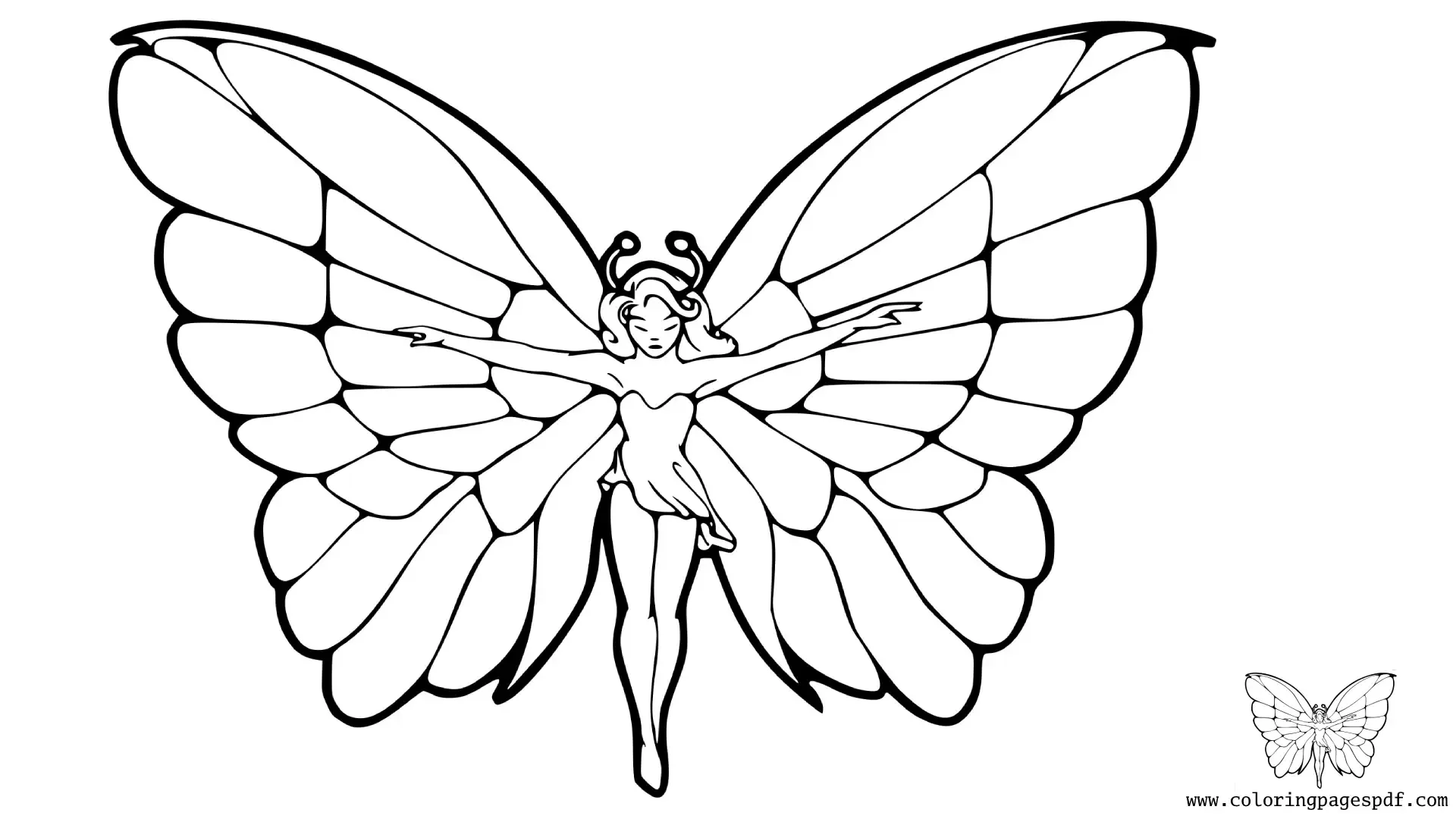 Coloring Page Of A Butterfly Fairy