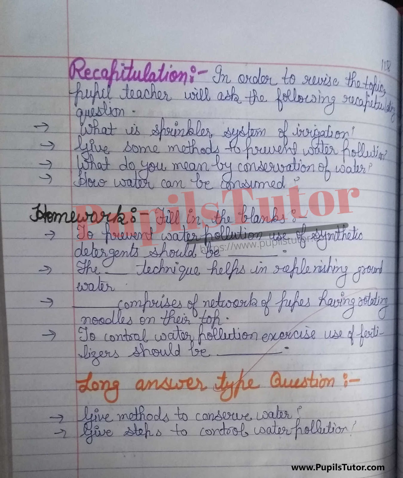 How To Make Real School Teaching And Practice Prevention Of Water Pollution Lesson Plan For Science And EVS Subject In English [Page And Image Number 7] – www.pupilstutor.com