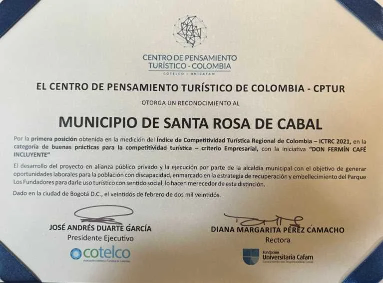 Santa Rosa de Cabal fue reconocida como el municipio turístico más competitivo del país