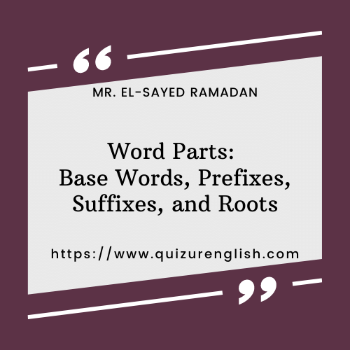 Word Parts: Base Words, Prefixes, Suffixes, and Roots