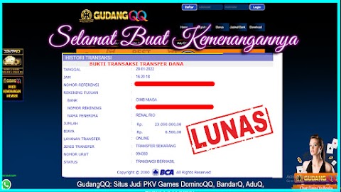 Selamat Kepada Member Setia GudangQQ WD sebesar Rp. 23.090.000.-