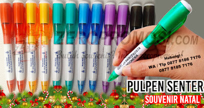 Jual pulpen senter, grosir pen senter untuk souvenir natal