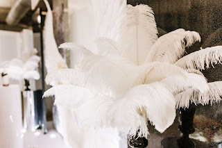 White Ostrich Feathers as a Centerpiece