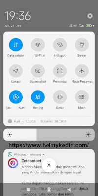 Mengintip pesan dari Quick Settings