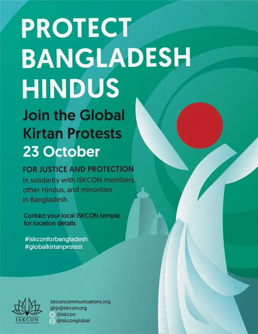 ISKCON organises Global Kirtan Protest against attacks on minority Hindus in Bangladesh by Islamist fundamentalists