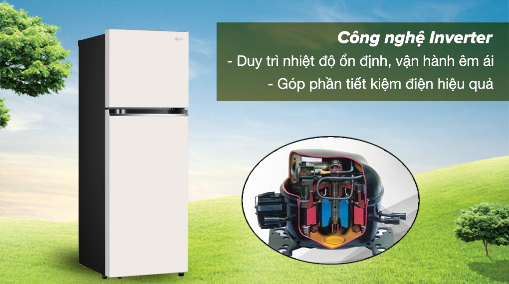 Tủ lạnh LG Inverter 335 lít GN-B332BG - Công nghệ Inverter giúp tủ vận hành êm ái, duy trì nhiệt độ ổn định và sử dụng tiết kiệm điện