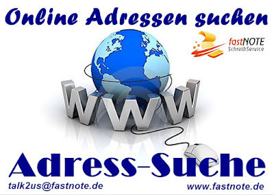 Online Adressen suchen Adress-Suche fastNOTE SchreibService Schreibbüro