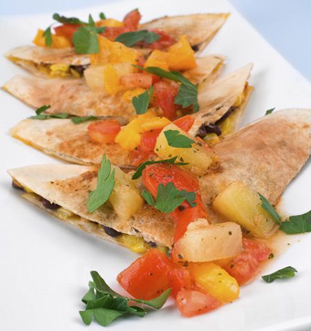 Cilantro Pesto Quesadillas with Mango Corn Salsa Recipe