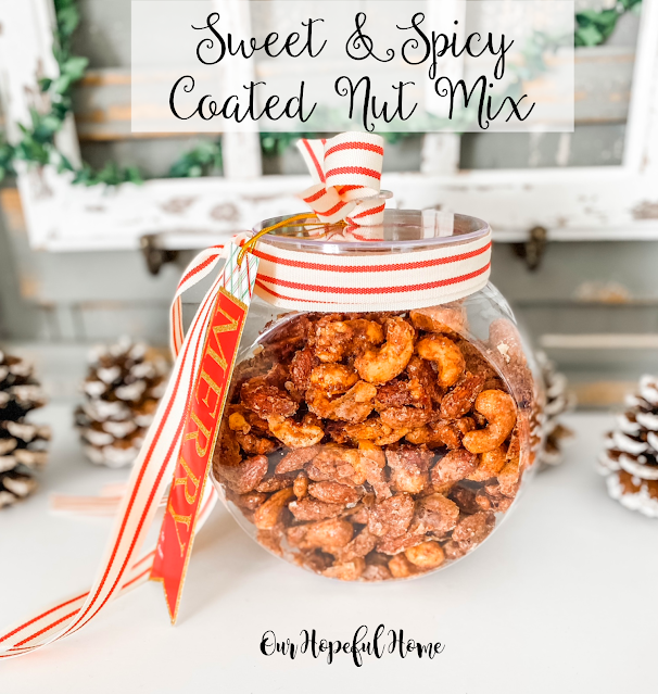 sweet spicy nut mix candy jar red ribbon