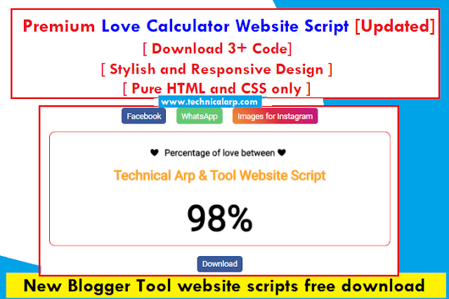 love percentage calculator javascript code tool website script blogger