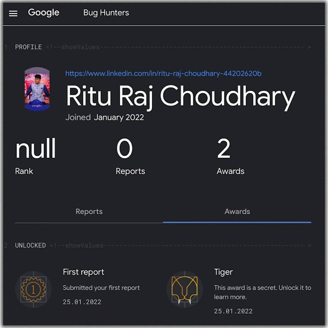 Rituraj Choudhary bug hunter google begusarai bihar