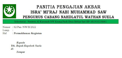 Undangan Pengajian Ira' Mi'raj Nabi Muhammad SAW