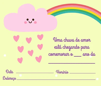 Convite Chuva de Amor para imprimir