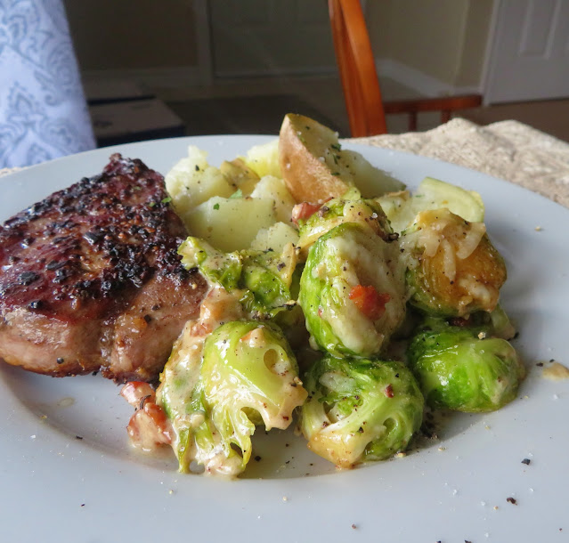 Creamy Parmesan Brussels Sprouts & Bacon