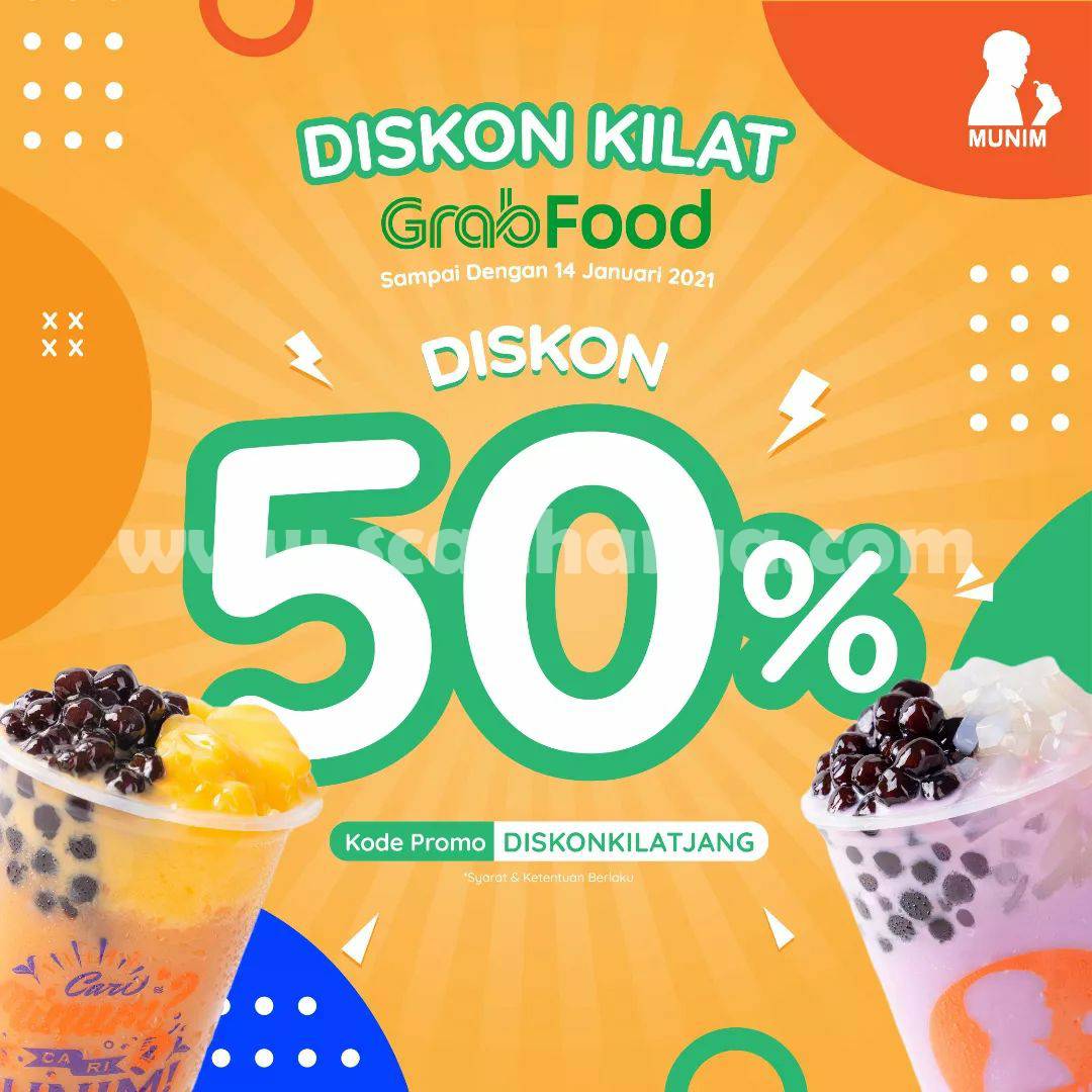 MUNIM Promo FLASH SALE – DISKON KILAT 50% via GRABFOOD