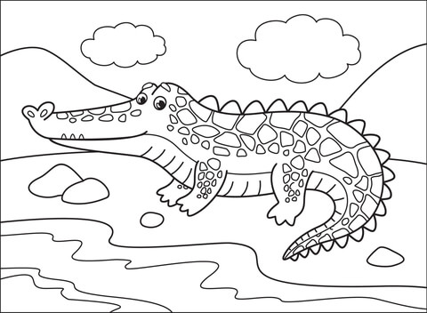 Big crocodile coloring pages
