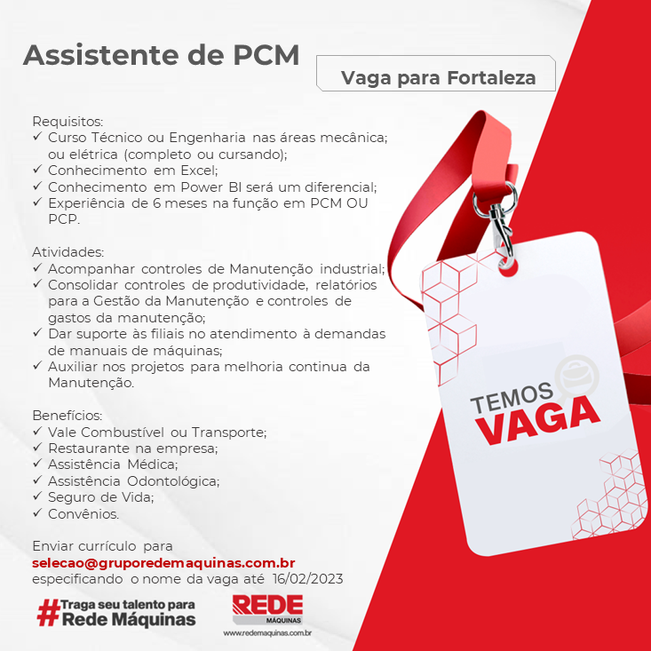 Assistente de PCM - Unidade de Fortaleza