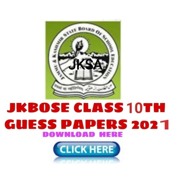 JKBOSE: Class 10th Guess Paper 2021 PDF Download (All Subjects)