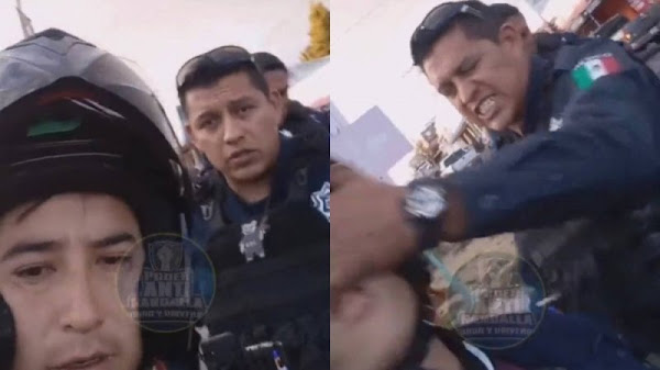 Exhiben a policía municipal golpeando a motociclista solo porque lo estaba grabando;  "La autoridad soy yo" 