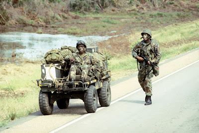 An M274 mechanical mule during the joint United States of America and Honduras Exercise Ahuas Tara II Big Pine on the 22nd of May 1984